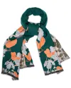 Saachi Floral Reversible Scarf In Green