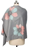 Saachi Floral Reversible Scarf In Grey/pink/blue