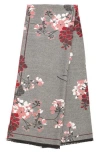 Saachi Floral Reversible Scarf In Grey/red/pink