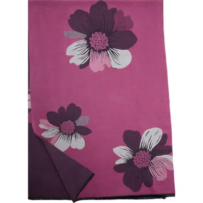 Saachi Floral Reversible Scarf In Medium Pink