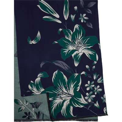 Saachi Floral Reversible Scarf In Navy