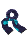 Saachi Floral Reversible Scarf In Navy