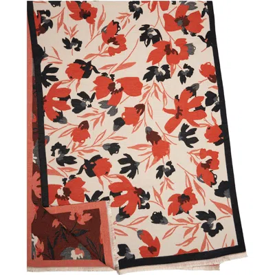 Saachi Floral Reversible Scarf In Orange