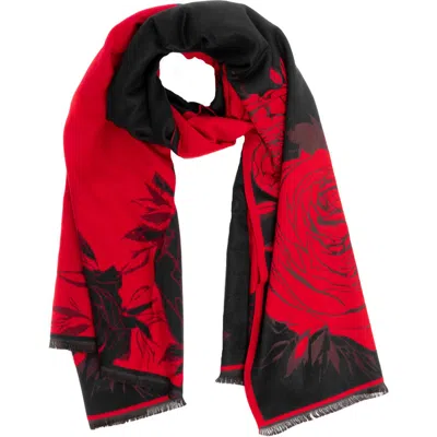 Saachi Floral Reversible Scarf In Red/black