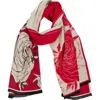 Saachi Floral Reversible Scarf In Red/cream