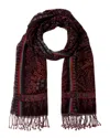 Saachi Floral Reversible Tassel Wool-blend Scarf In Burgundy