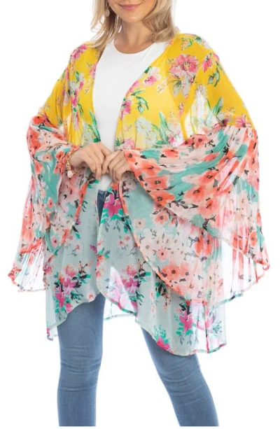 Saachi Floral Ruffle Duster In Yellow