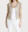 Saachi Pearly Beaded Floral Lace Top In Gold