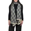 Saachi Fringe Checkered Scarf In Grey