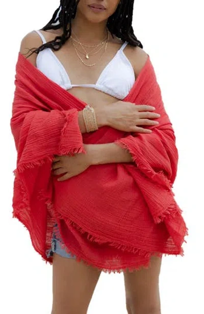 Saachi Gauze Cotton Scarf In Gray