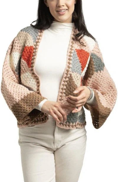 Saachi Geometric Crochet Short Jacket In Neutral