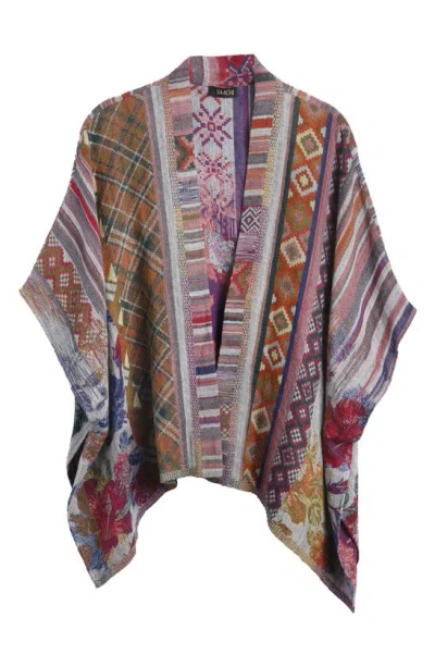 Saachi Geometric Floral Jacquard Short Topper In Purple Multi