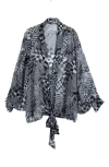 SAACHI GEOMETRIC FLORAL SHEER TIE FRONT SHORT DUSTER