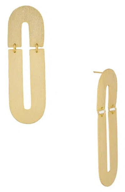 Saachi Geometric Mirror Oval Drop Earrings In Gold