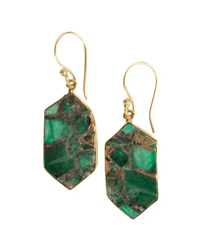 SAACHI SAACHI EMERALD CZ GEOMETRIC MOJAVE DANGLE EARRINGS