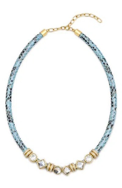 Saachi Glam Accent Collar Necklace In Blue