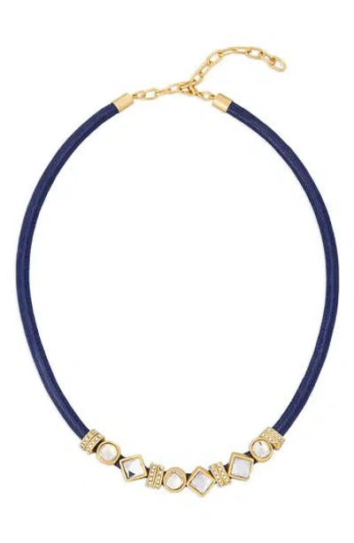 Saachi Glam Accent Collar Necklace In Blue