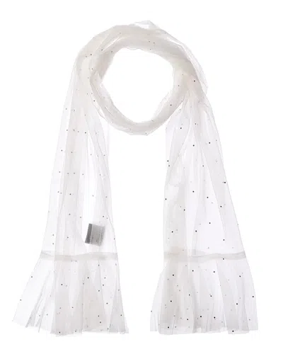 Saachi Glamazon Sheer Crystal Scarf In White