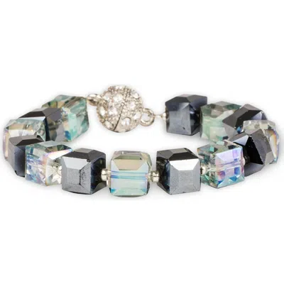 Saachi Glass Cube Beaded Bracelet In Navy