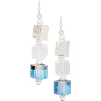 Saachi Glass Cube Beaded Drop Earrings In Blue