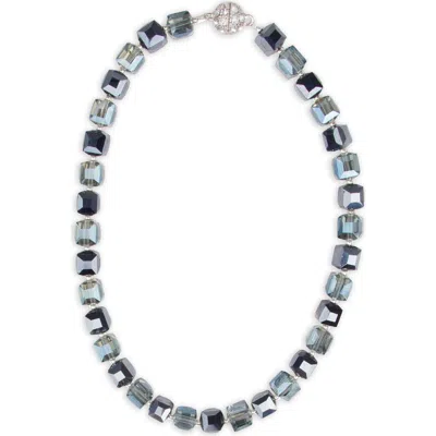 Saachi Glass Cube Beaded Necklace In Navy