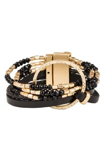 Saachi Go With The Flow Leather Bracelet In Black