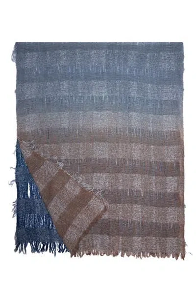 Saachi Gradient Stripe Fringe Scarf In Blue