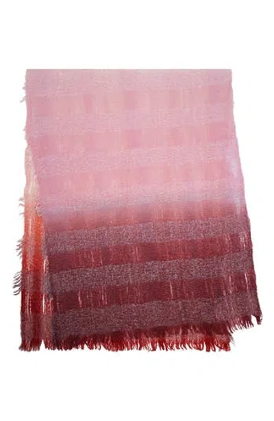 Saachi Gradient Stripe Fringe Scarf In Pink