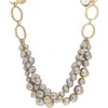 Saachi Half Moon Imitation Pearl Cluster Statement Necklace In Grey