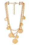 Saachi Hammered Coin Cascading Charm Layered Necklace In Gold