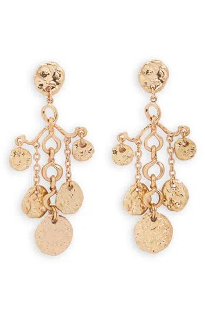 Saachi Hammered Coin Chandelier Drop Earrings In Gold