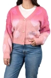 Saachi Heart Eyelash Cardigan In Dark Pink