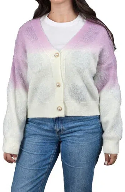 Saachi Heart Eyelash Cardigan In Pastel Purple