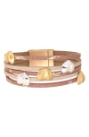 Saachi Heart Leaf Multi Strand Bracelet In Gold