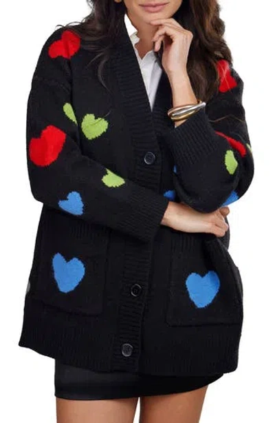 Saachi Heart Motif Cardigan In Black
