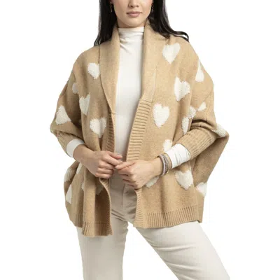 Saachi Heart Open Front Cardigan In Beige