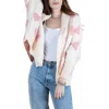 Saachi Heart Open Front Cardigan In White Pink