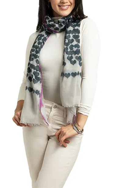 Saachi Heart Wool & Silk Scarf In Charcoal