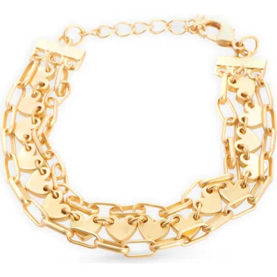 Saachi Hearts Triple Chain Bracelet In Gold