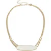 Saachi Herringbone Chain Plated Collar Necklace In White/gold