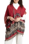 Saachi Hooded Poncho In Red