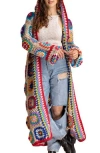 Saachi Hooded Square Crochet Ruana In Beige