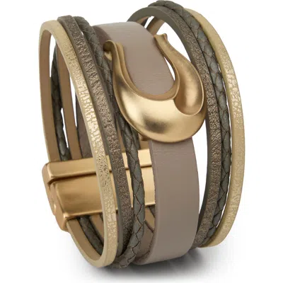 Saachi Horseshoe Charm Multistrand Bracelet In Brown