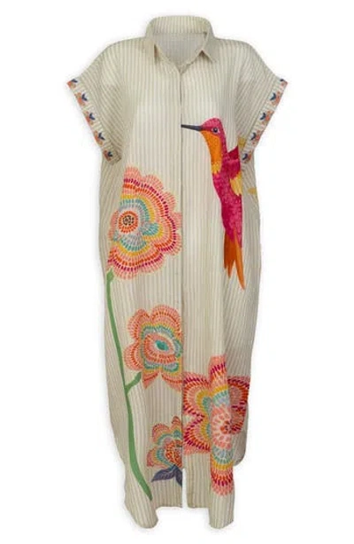 Saachi Hummingbird Floral Kaftan In Neutral