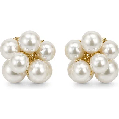 Saachi Imitation Pearl Cluster Stud Earrings In White