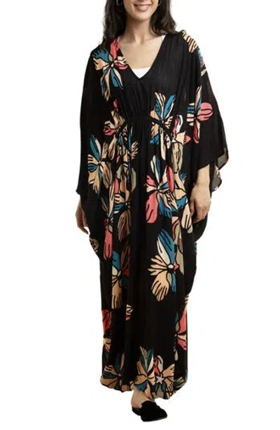 Saachi Island Bloom Caftan In Black