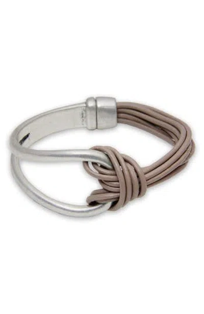 Saachi Knotted Leather Cord Magnetic Bracelet In Gray