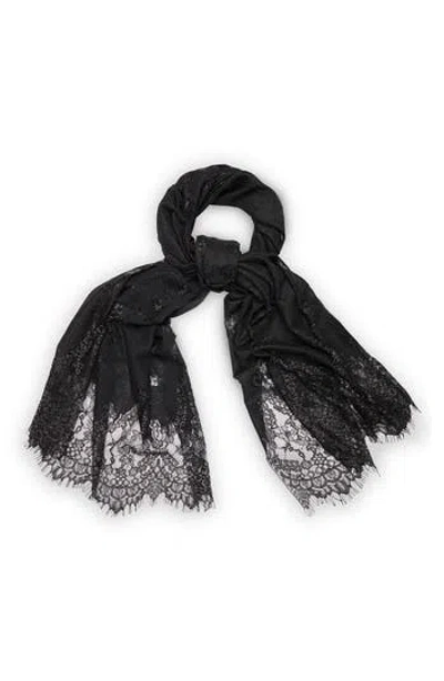 Saachi Lace Embellished Scarf In Black