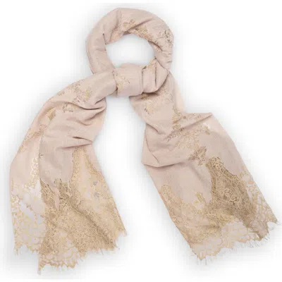 Saachi Lace Embellished Scarf In Brown