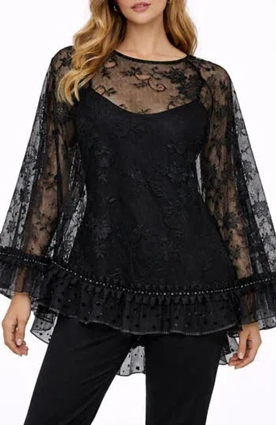 Saachi Lace Poncho In Black